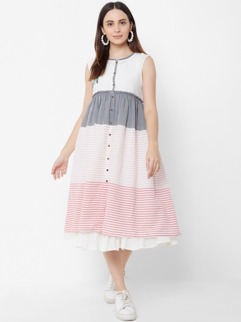 

ZOLA Women Multicoloured Colourblocked A-Line Dress, Multi
