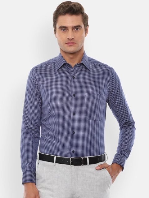 

Louis Philippe Men Navy Blue & White Regular Fit Checked Casual Shirt