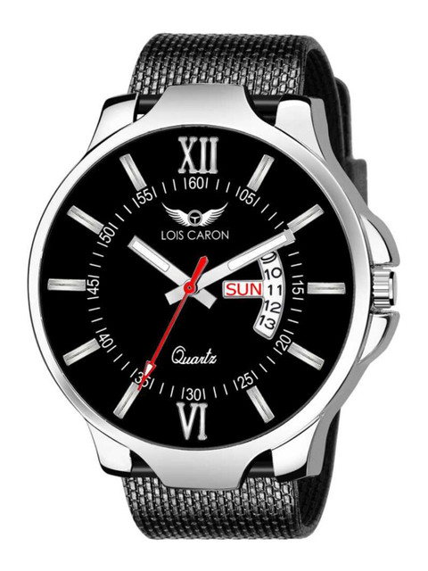 

LOIS CARON Men Black & Silver-Toned Analogue Watch