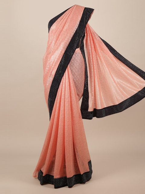 

Pothys Pink & Black Jute Silk Woven Design Saree