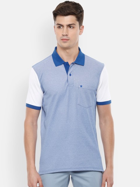 

Louis Philippe Men Blue Solid Polo Collar T-shirt