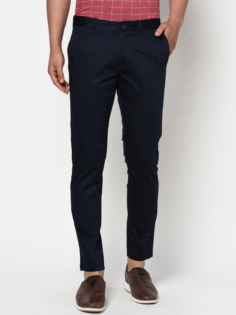 

Blackberrys Men Navy Blue Skinny Fit Solid Regular Trousers