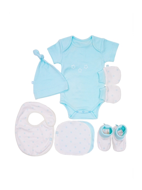 

Nino Bambino Infant Boys Pack Of 6 Organic Cotton Essentials Apparel Gift Set, Blue