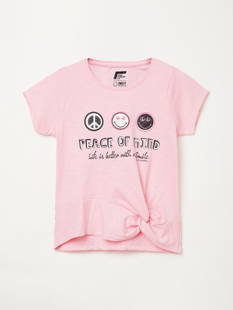 

Fame Forever by Lifestyle Pink Printed Pure Cotton Regular Top