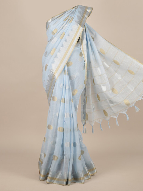 

Pothys Blue Woven Design Jute Silk Saree