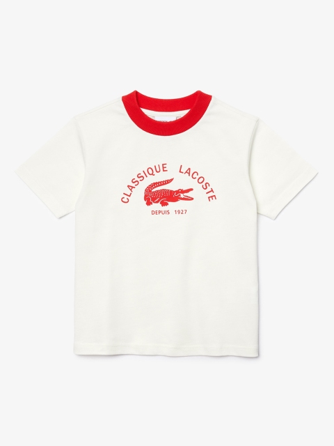 

Lacoste Girls Off-White & Red Printed Round Neck T-shirt