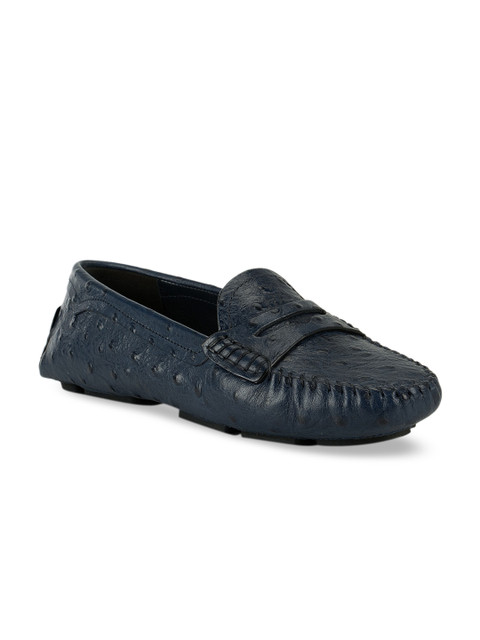 

ROSSO BRUNELLO Women Blue Perforations Leather Loafers