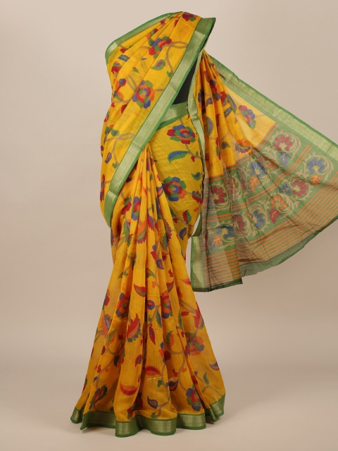 

Pothys Yellow Woven Design Jute Silk Saree
