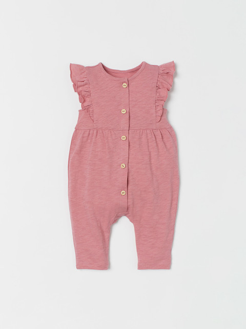 

H&M Girls Pink Slub Jersey Romper Suit
