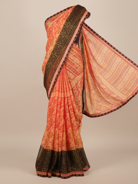 

Pothys Pink Printed Poly Chiffon Saree