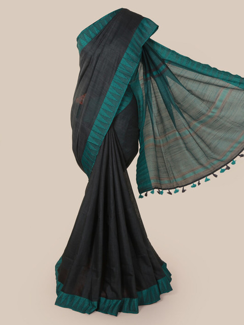 

Pothys Grey Solid Linen Blend Saree