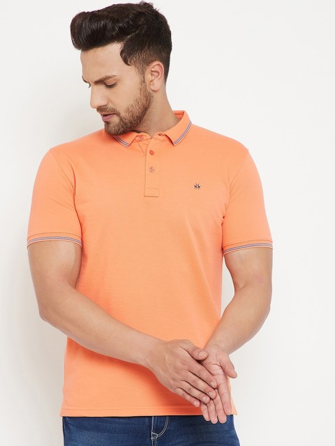 

Crimsoune Club Men Orange Solid Polo Collar T-shirt