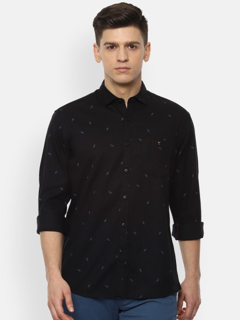 

Louis Philippe Jeans Men Black & Blue Slim Fit Geometric Printed Casual Cotton Shirt