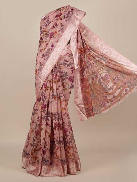 

Pothys Pink Printed Jute Silk Saree