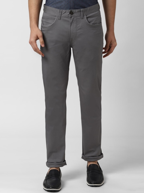 

Peter England Casuals Men Grey Slim Fit Solid Regular Trousers