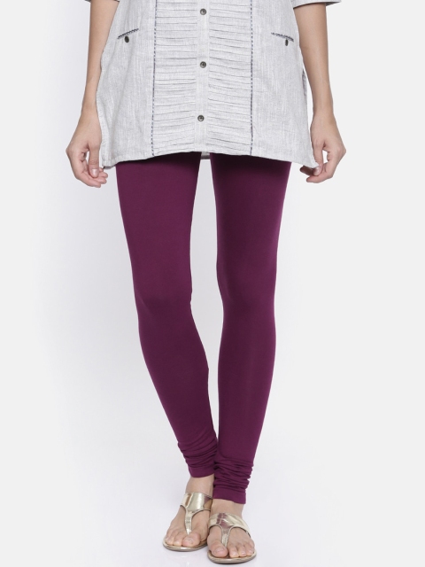 

Bitz Women Purple Solid Organic Cotton Churidar-Length Leggings