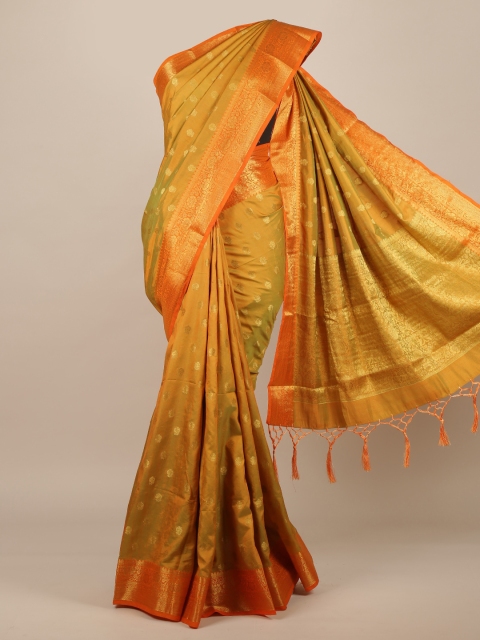 

Pothys Golden & Green Jute Silk Woven Design Saree, Gold