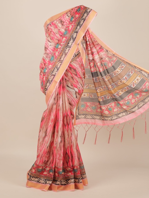 

Pothys Multicoloured Printed Jute Silk Saree, Multi