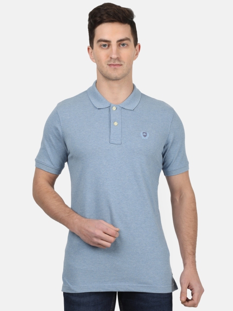 

Monte Carlo Men Blue Solid Polo Collar T-shirt