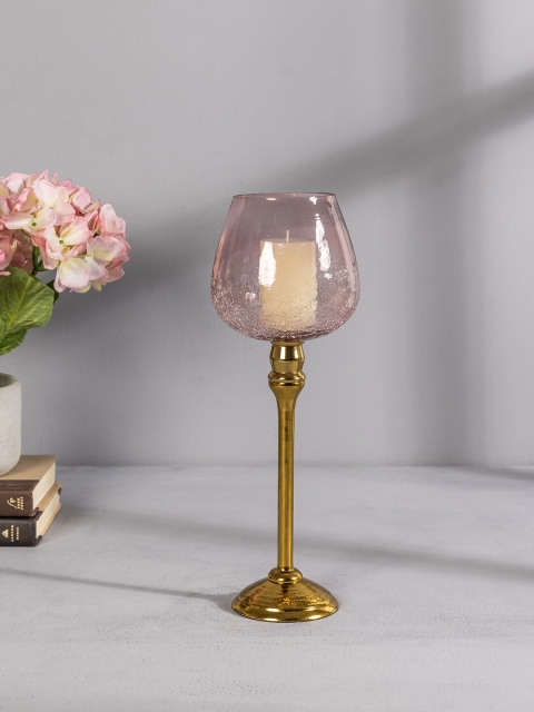 

Pure Home and Living Pink & Gold-Toned Textured Large Mia Votive Candle Holder