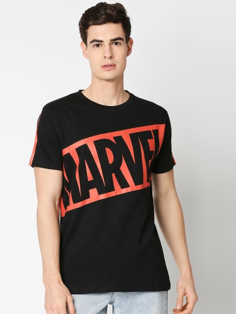 

Bewakoof Men Black & Red Marvel Logo Print Round Neck T-shirt