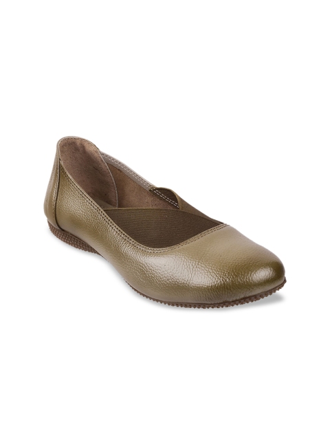 

Metro Women Olive Green Solid Ballerinas