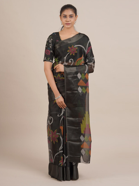 

Pothys Black Woven Design Tissue Saree