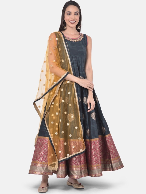 

Neerus Women Grey Woven Design Kurta with Salwar & Dupatta