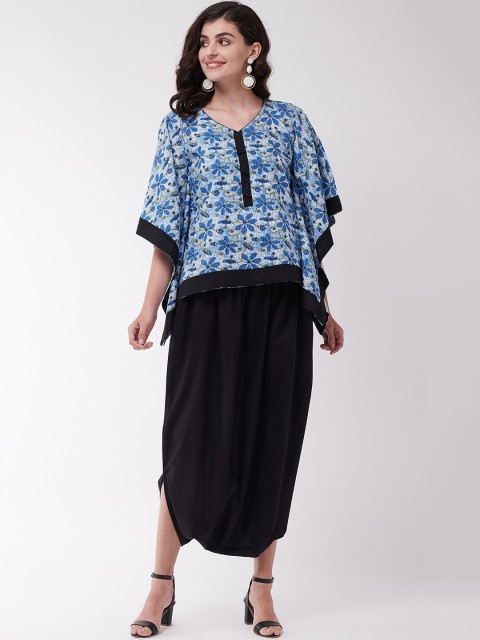 

InWeave Women Blue Printed Kurti with Dhoti Pants