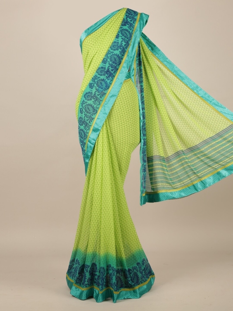 

Pothys Green Printed Poly Chiffon Saree