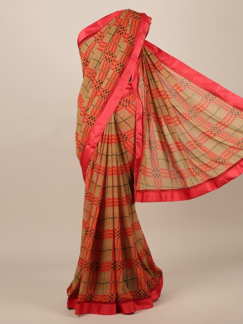 

Pothys Brown Printed Poly Chiffon Saree