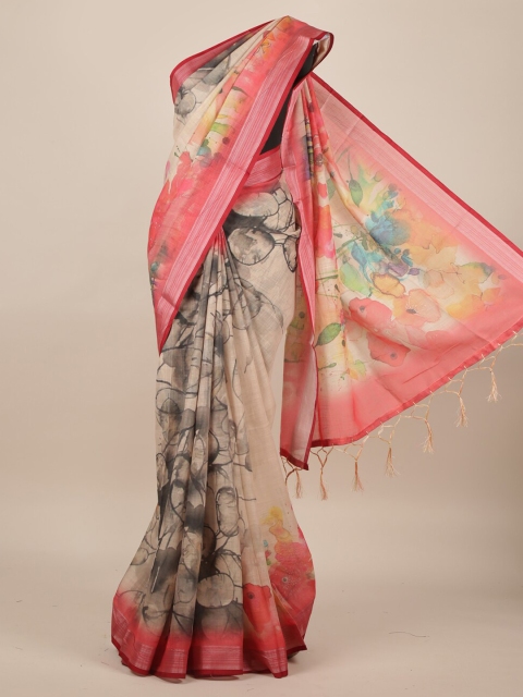 

Pothys Multicoloured Printed Linen Blend Saree, Multi