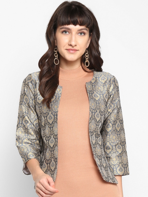 

Hangup Women Grey Printed Lightweight Open Front Jacket