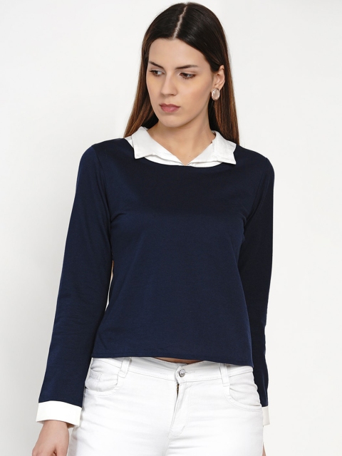 

Samshek Women Blue Regular Fit Solid Casual Shirt