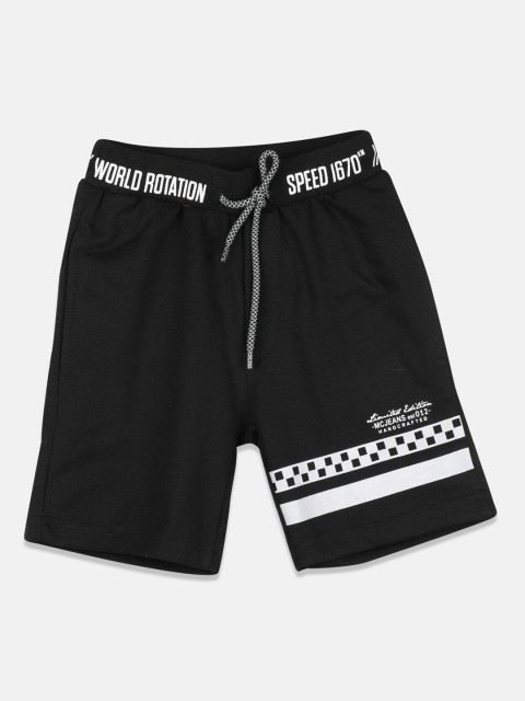

Monte Carlo Boys Black & White Printed Regular Shorts