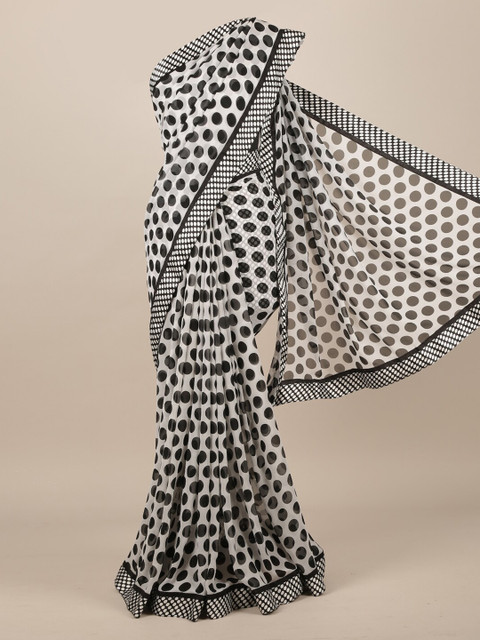 

Pothys White & Black Poly Chiffon Printed Saree