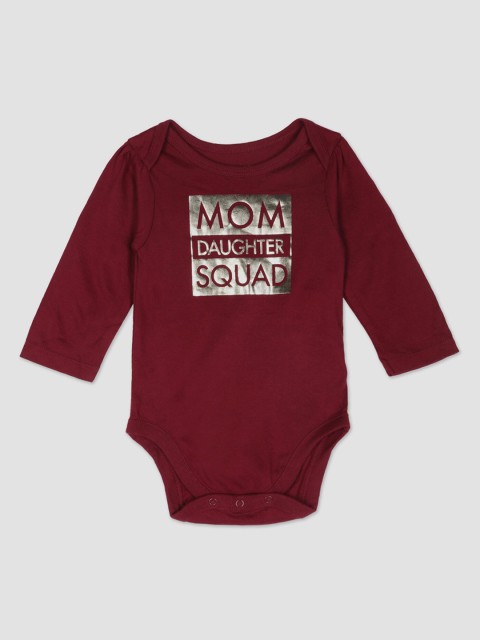 

The Childrens Place Infant Boys Maroon Printed Foil Graphic Pure Cotton Bodysuit