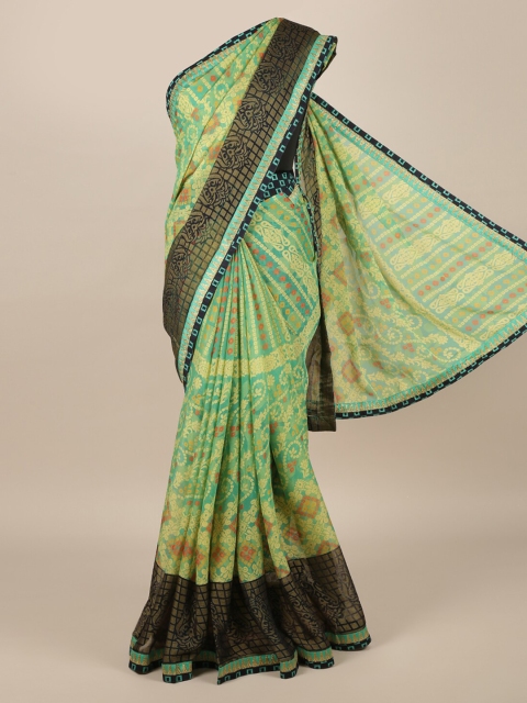 

Pothys Green Printed Poly Chiffon Saree