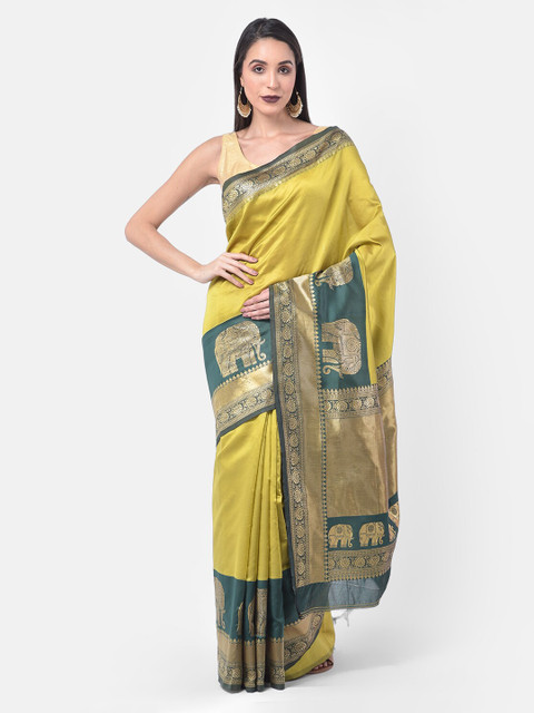 

Neerus Green Solid Art Silk Saree