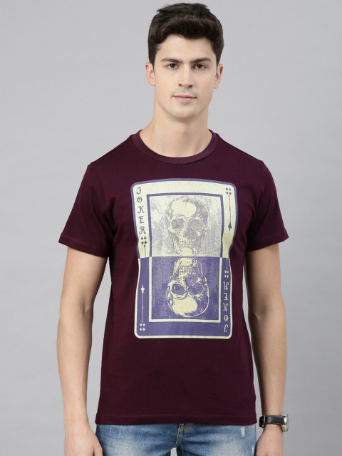 

QUANCIOUS Men Maroon Solid Round Neck Sustainable T-shirt