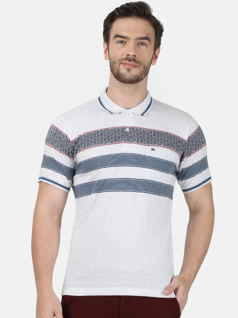 

Monte Carlo Men White Striped Polo Collar T-shirt