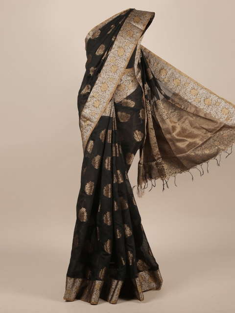 

Pothys Black Woven Design Jute Silk Saree
