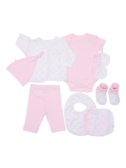 

Infant Girls Pack Of 8 Pink & White Organic Cotton Essentials Apparel Gift Set