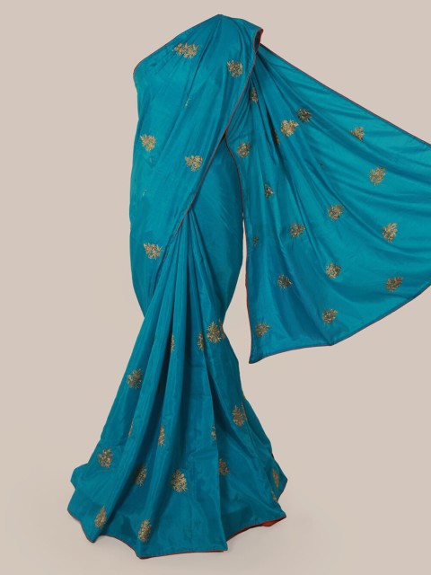 

Pothys Blue Embroidered Art Silk Saree