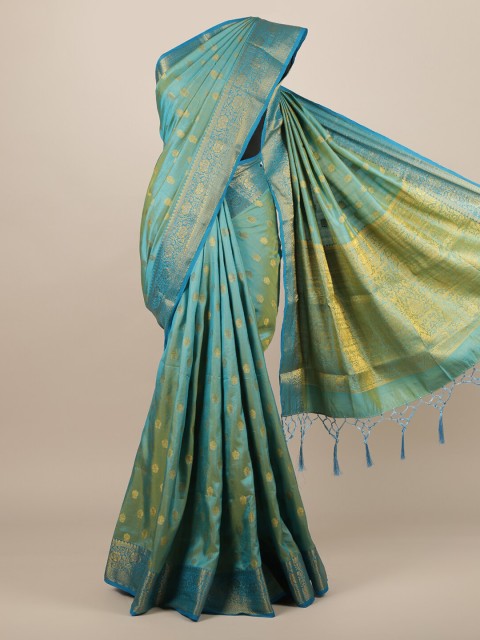 

Pothys Blue & Gold-Toned Jute Silk Woven Design Saree
