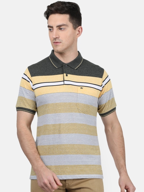 

Monte Carlo Men Yellow Striped Polo Collar T-shirt