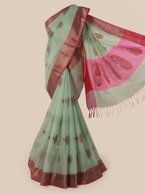 

Pothys Green Woven Design Cotton Blend Saree