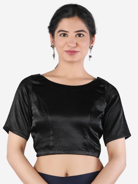 

Llajja Women Black Solid Saree Blouse