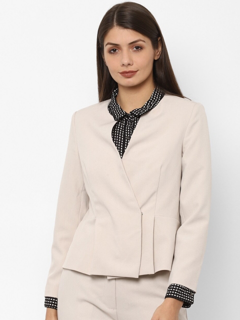 

Allen Solly Woman Women Beige Solid Single-Breasted Formal Blazer