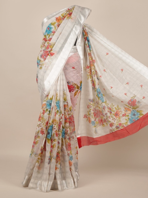 

Pothys Grey Printed Jute Silk Saree